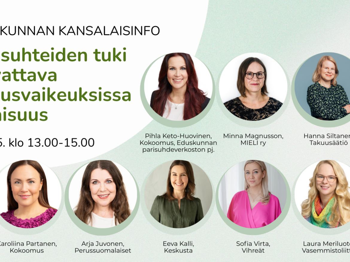 Parisuhteiden tuki turvattava talousvaikeuksissa mainos vaaka