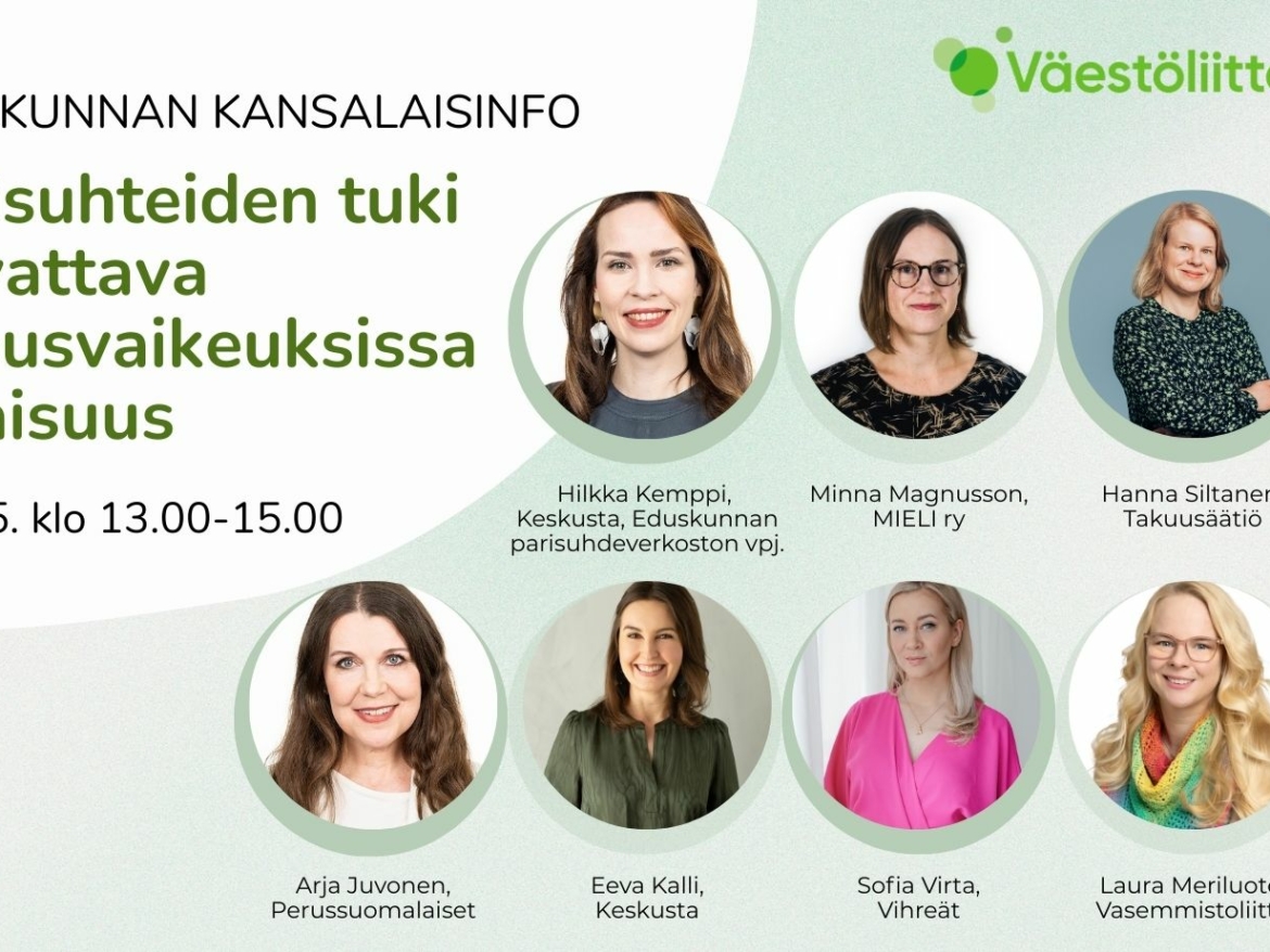 Parisuhteiden tuki turvattava talousvaikeuksissa mainos vaaka