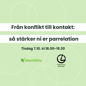 Från konflikt till kontakt: så stärker ni er parrelation. Tisdag 7. oktober klockan 18.00-19.30